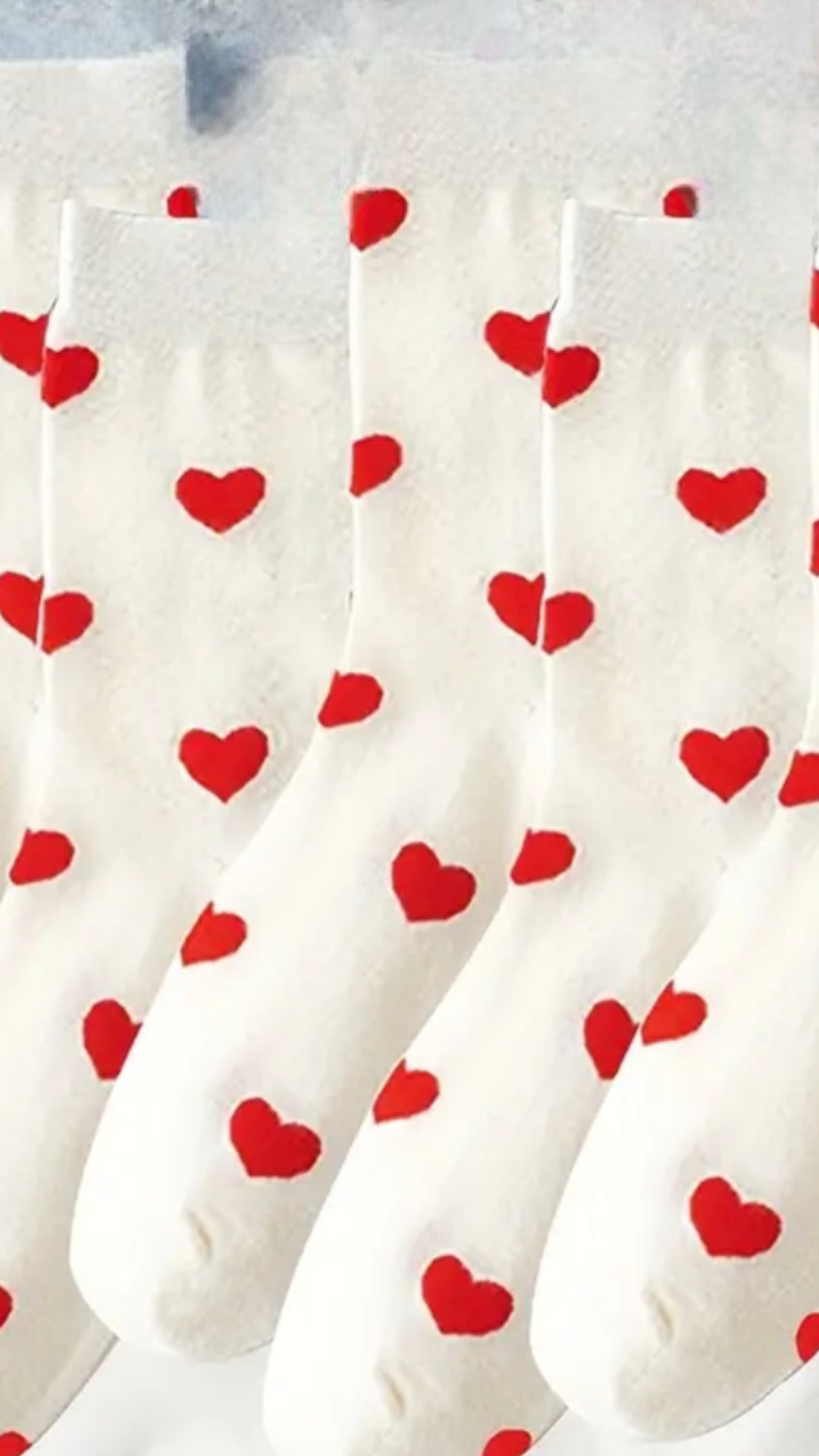 Heart socks long - white - 1 pair