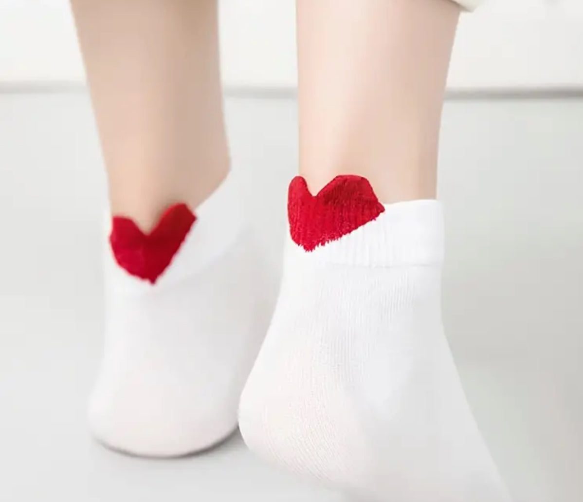 Heart socks - white - (1 pair)
