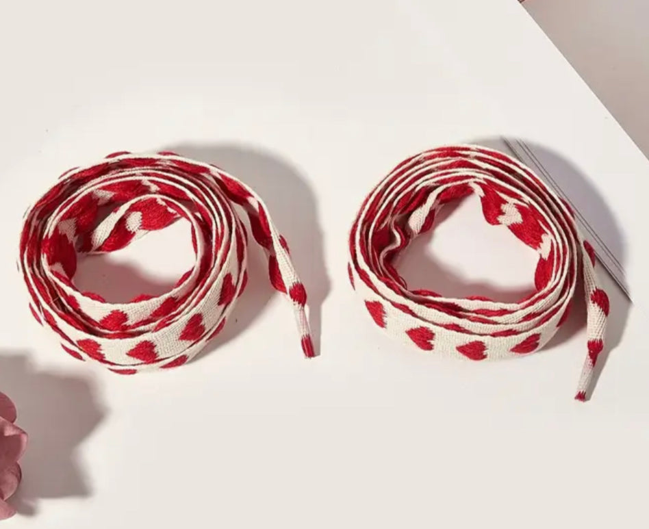 Red hearts shoe lace