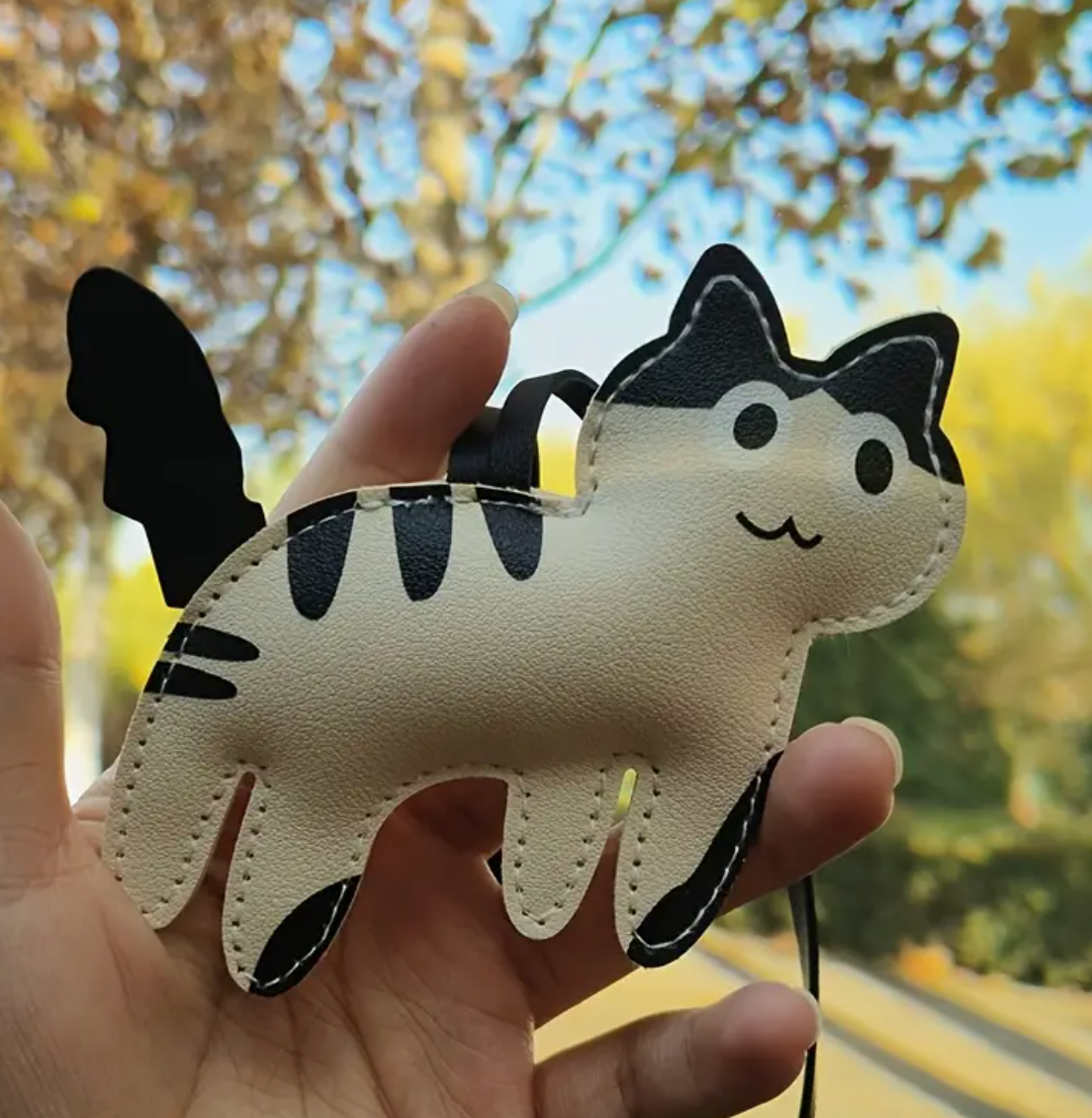Cat charm accessories PU leather (cream)