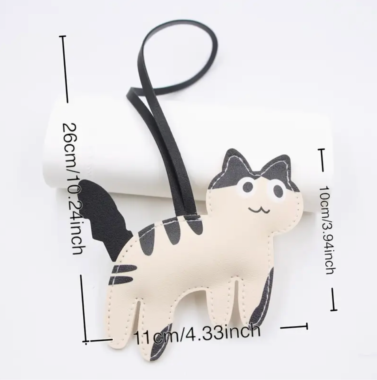 Cat charm accessories PU leather (cream)