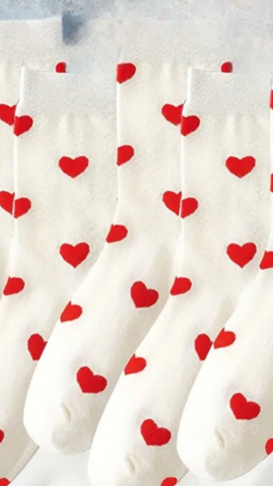 Heart socks long - white - 2 pairs